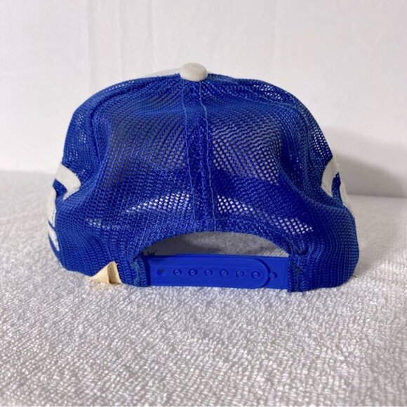 Vintage Blue White Consolidated Parts Mesh Back Snap Back Trucker Hat - Picture 3 of 10